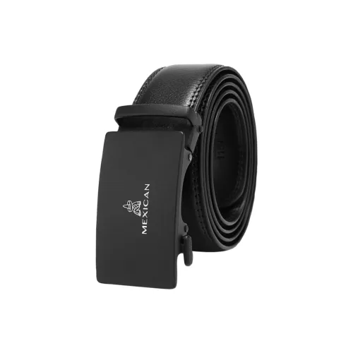 MEXICAN Cow Split Leather Belts Men's Black 3.5cm Width