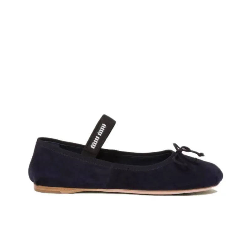 MIU MIU Flat Mary Jane Shoes Women's Dark Blue-1