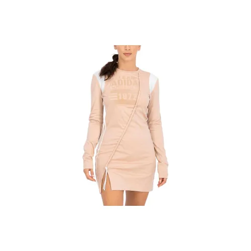 Adidas Long-Sleeved Dresses Women's Gray Peach