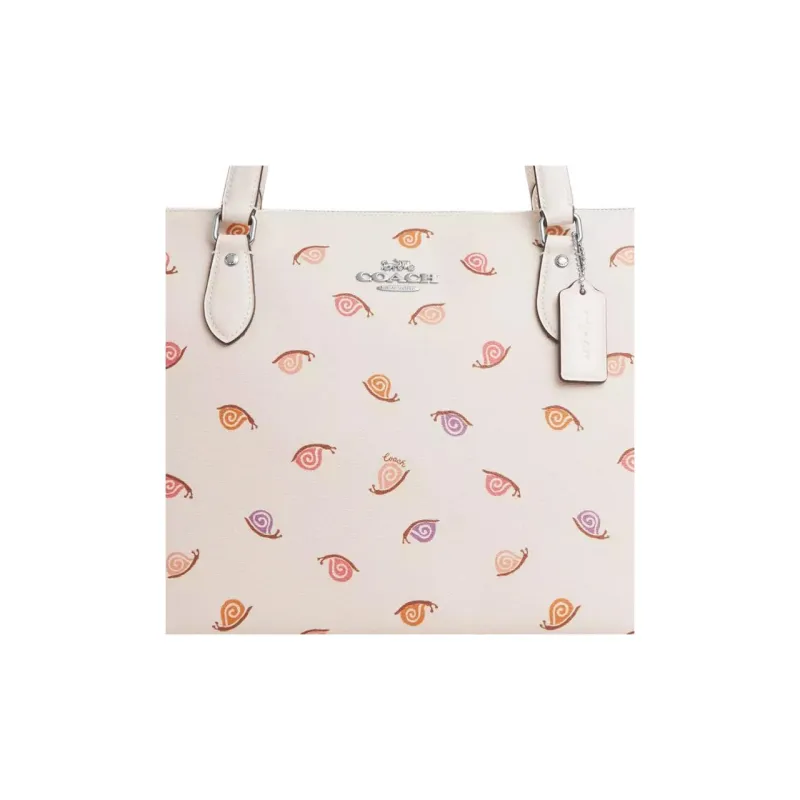 COACH Gallery Coated Canvas With Recycled Leather One Shoulder Handbag Tubas Women's Silver & Chalk Multicolor-3