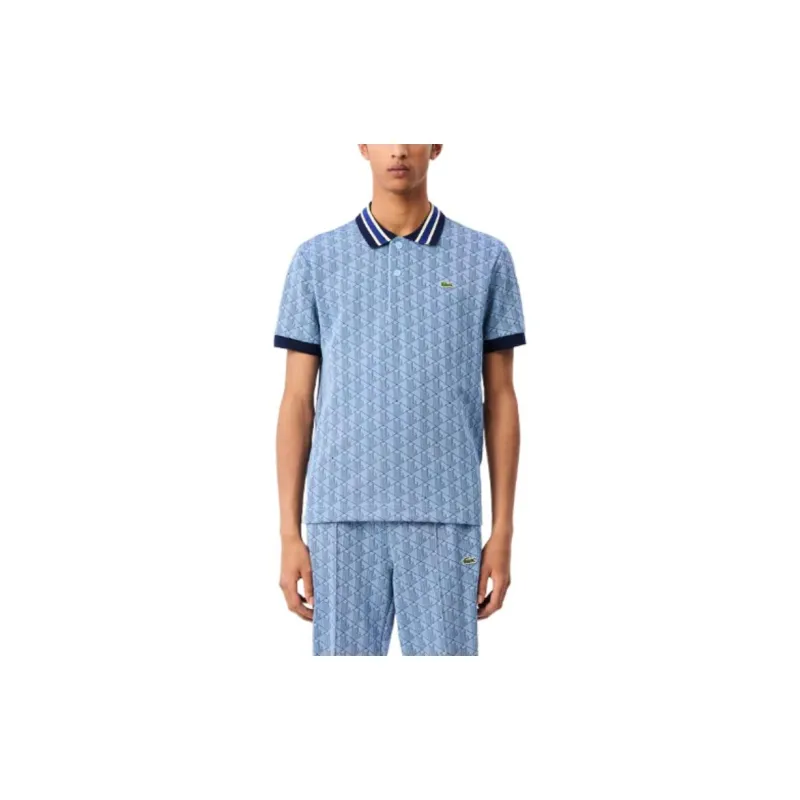 LACOSTE Logo embroidered Monogram jacquard Polo Shirt-1
