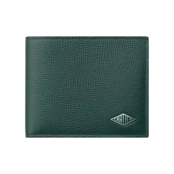 CARTIER Grained Calfskin Card Holder Small Size Unisex Pine Green