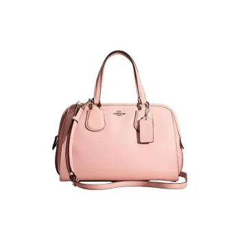 COACH Nolita Cross-Stitch Leather Shoulder Bag Crossbody Bag Handbag Large Size Women's Silver & Blush