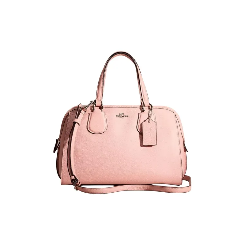 COACH Nolita Cross-Stitch Leather Shoulder Bag Crossbody Bag Handbag Large Size Women's Silver & Blush-0