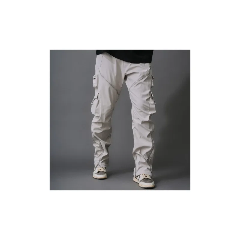 WILDX Vibe Casual Luxury Streetwear Pocket Zip Closure Straight Fit Unisex Cargo Pants-3
