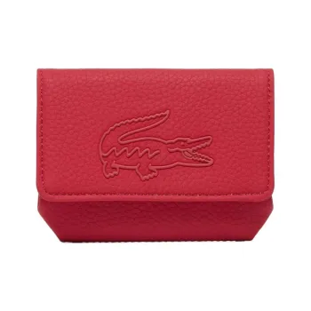 LACOSTE PU Leather Card Holder Women's Red