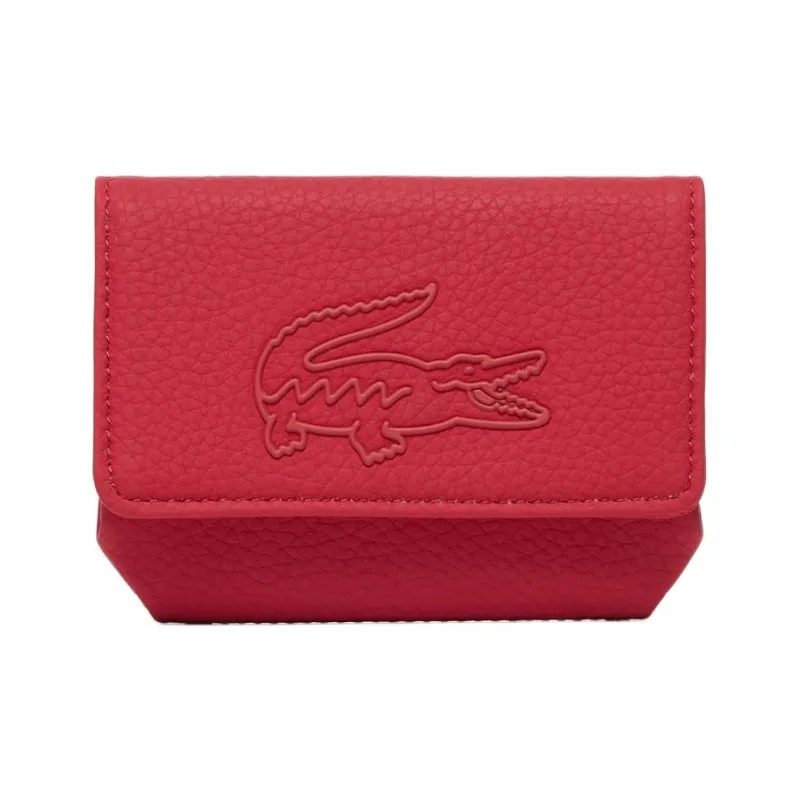 LACOSTE PU Leather Card Holder Women's Red-0