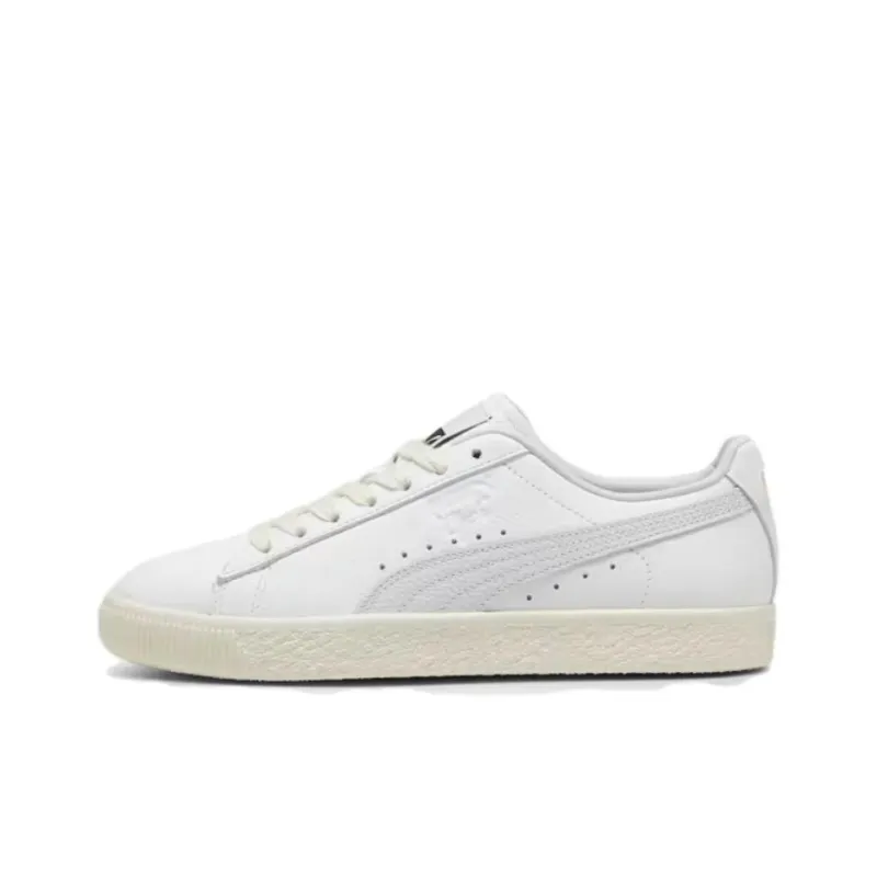 PUMA Clyde Anti Slip Wear Resistant Low Top Skateboard Shoes Unisex White-0