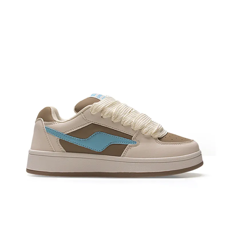 STUR YSN Low Top Skateboard Shoes Women's White Mocha-1