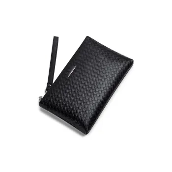 WilliamPOLO Cow Leather Clutch Can Hold 9-Inch IPad Envelope Bag Medium Size Men's Black