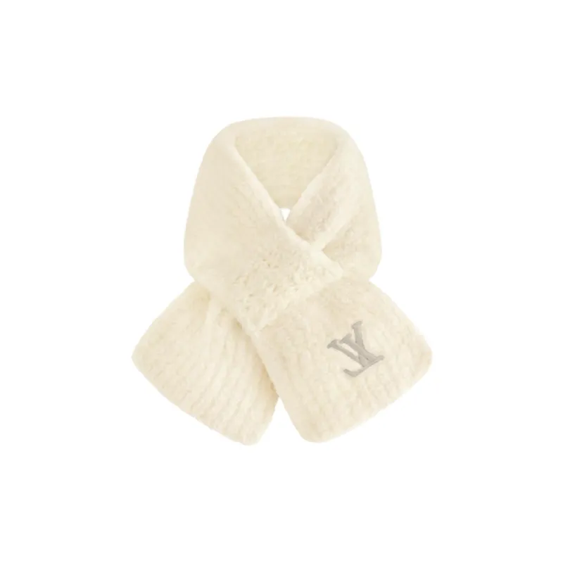 LOUIS VUITTON Sheep Wool Knit Scarves Men's Beige-1