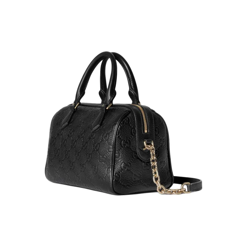 GUCCI Grain Leather Boston Bag, Shoulder Bag, Crossbody Bag, Handbag Trumpets Women's Black-1