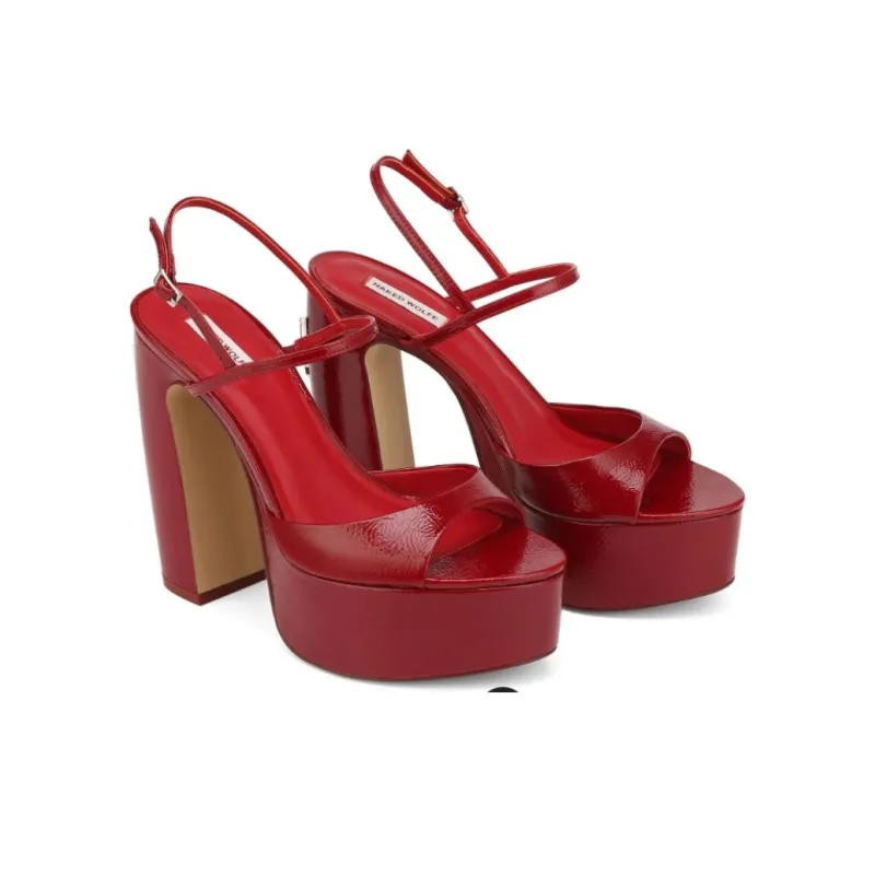 Naked Wolfe Fire Strap Sandals 13cm Women's Red-2