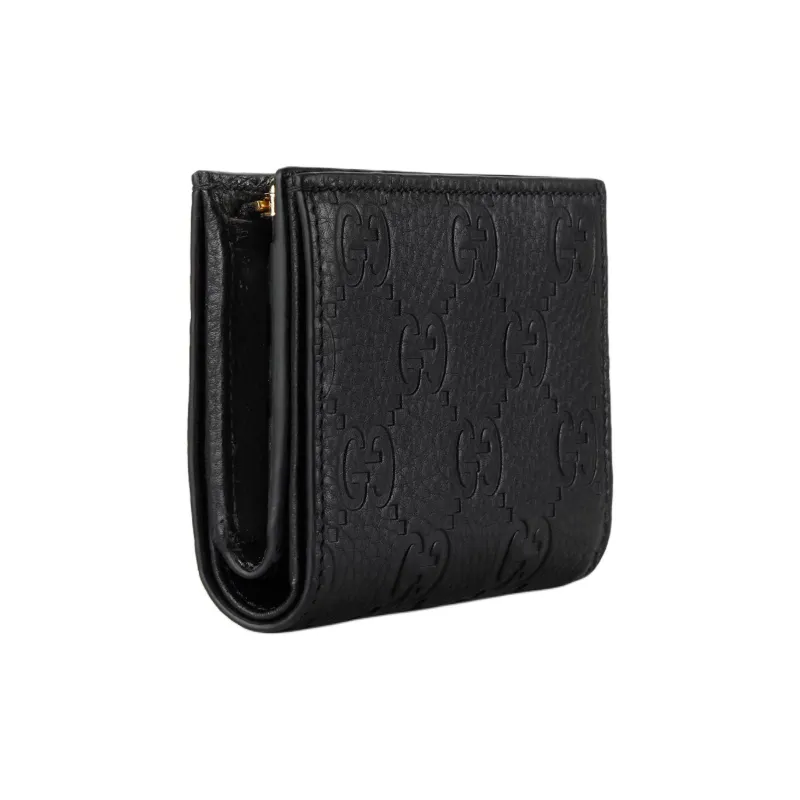 GUCCI Grain Leather Wallet Medium Size Unisex Black-2