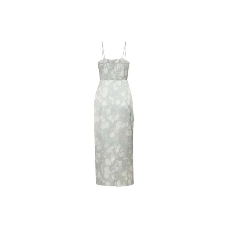 ARITZIA FW24 Wilfred Madelyn Satin Dress Slip Dresses Women's Chrome Gry Lt Brch/Gray Base Low Brown Print-1