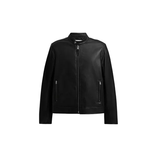 COACH Leather Jackets Men Black