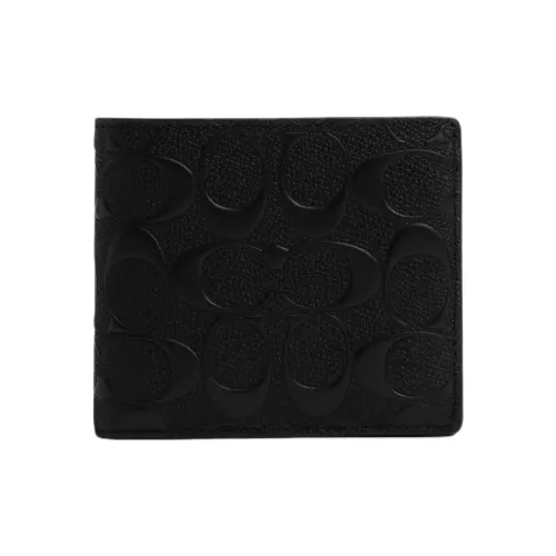 COACH Signature Calfskin Coin Purse Mini Women's Black