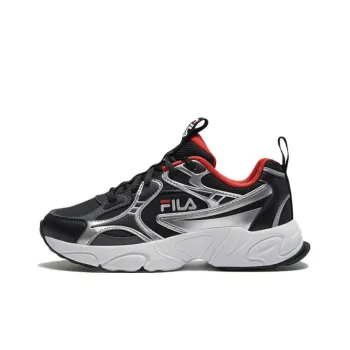 FILA KIDS Heritage-FHT Cushioned Wear-Resistant Lightweight Low-Top Kids' Running Shoes Black Red Teenagers