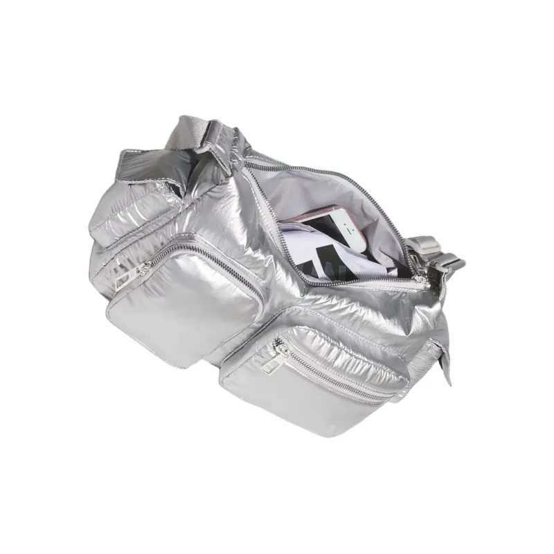 Adidas Polyurethane Handbag, Shoulder Bag Regular Women's Metallic Silver-4