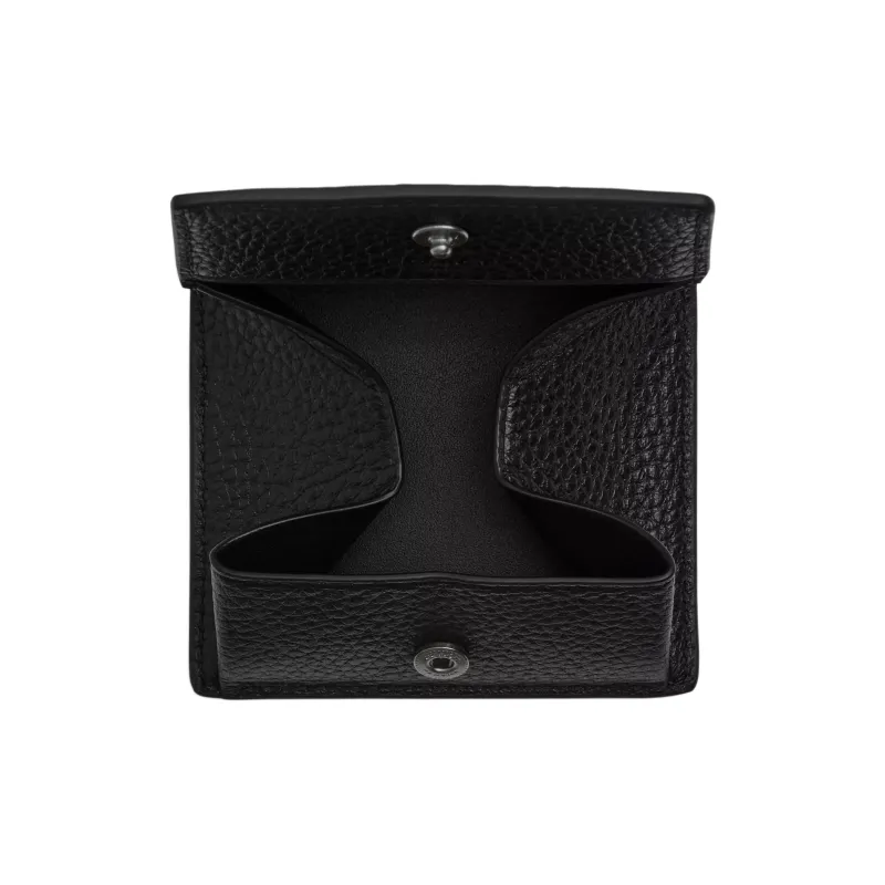 COACH High Quality Pebbled Leather Coin Purse Mini Men's Black-2
