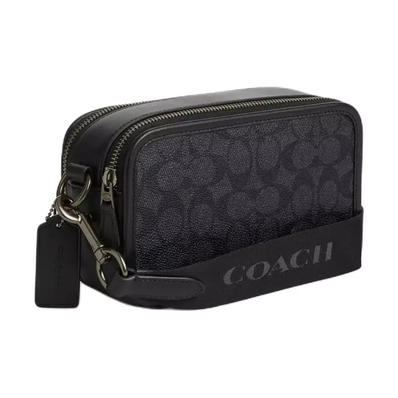 COACH Coated Canvas Shoulder Bag Crossbody Bag Small Size Men's Charcoal-1