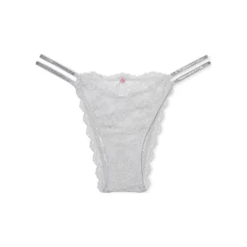 Victoria's Secret Dream Angels Twinkle Strap Lace Brazilian Panty/SP Underpants Women's 1 Pack Silver Pearls
