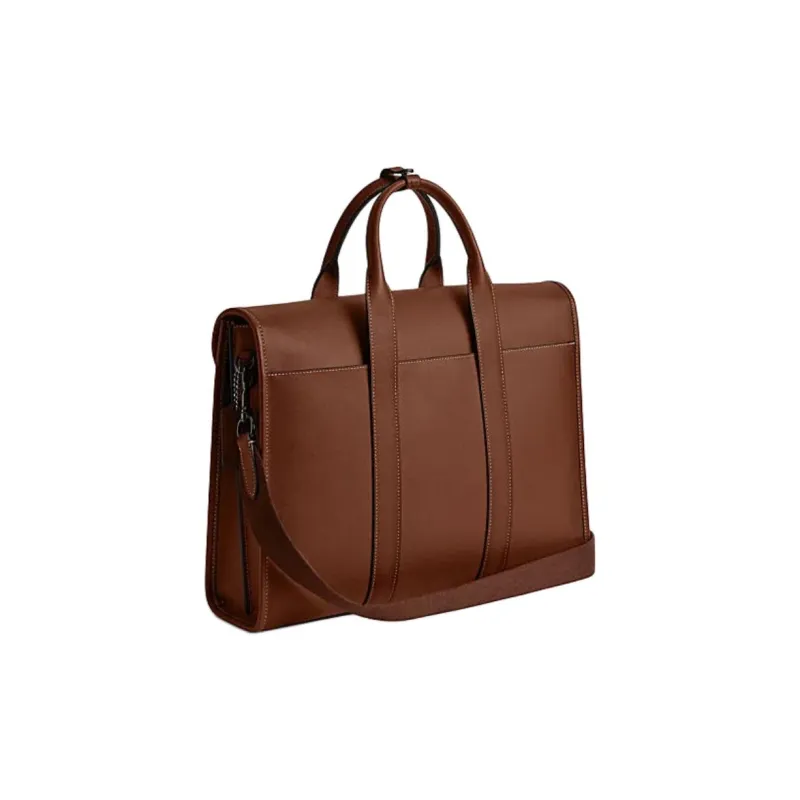COACH Gotham Cow Leather Briefcases Large Size Men's Red Wood Color-1