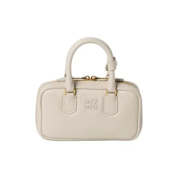 MIU MIU Arcadie Series Leather Shoulder Bag, Crossbody Bag, Handbag Mini Women's Chalk White