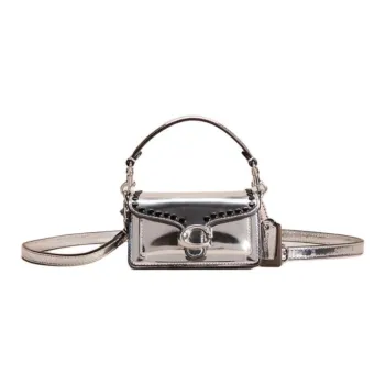 COACH Tabby Leather Shoulder Bag Crossbody Bag Handbag Mini Women's Silver