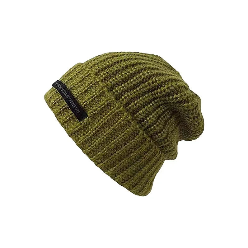 Yi Bu Kang Gray Chunky Knit Fall And Winter Black Beanies Unisex-6