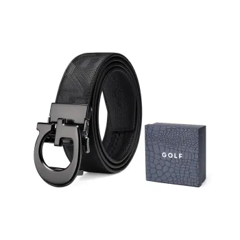 GOLF Cow Leather Leather Belts Men's Matte Black Gun 3.5cm