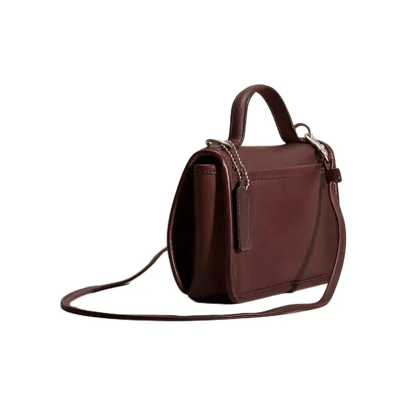 COACH Glove Tanned Leather Handbag, Shoulder Bag, Crossbody Bag Trumpets Women's Mahogany Brown-1