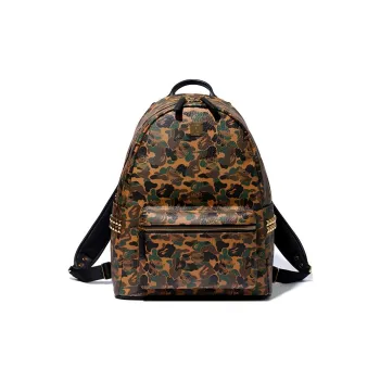 A BATHING APE MCM Collaboration Sheepskin Backpack Regular Unisex Black