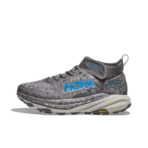 HOKA ONE ONE SPEEDGOAT 6 Running Shoes Men Mid-Top Gray/White/Blue