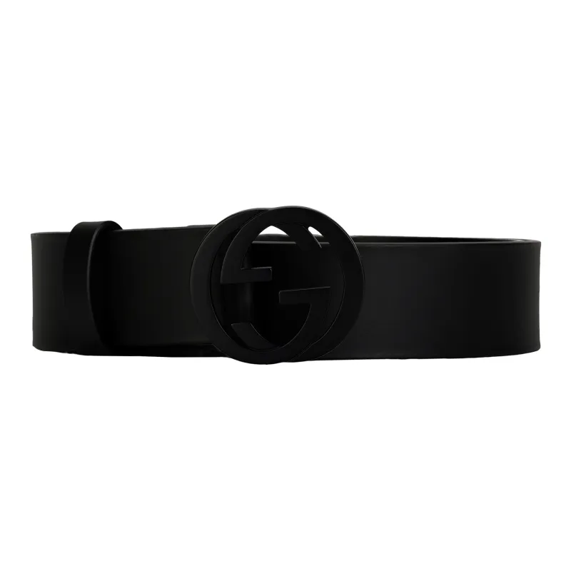 GUCCI Matte Interlocking G Belt Leather 1.5W-0