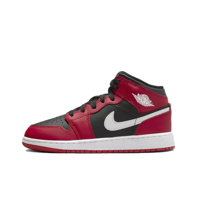 Jordan Mid Top Children's Basketball Shoes Red Black White Grade School-0