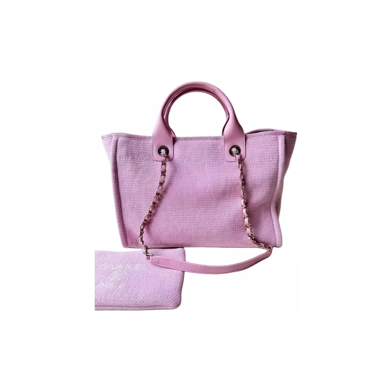 CHANEL Mixed Fiber Tote Bag, Shopping Bag, Shoulder Bag, Crossbody Bag, Handbag Trumpets Women's Pink-1