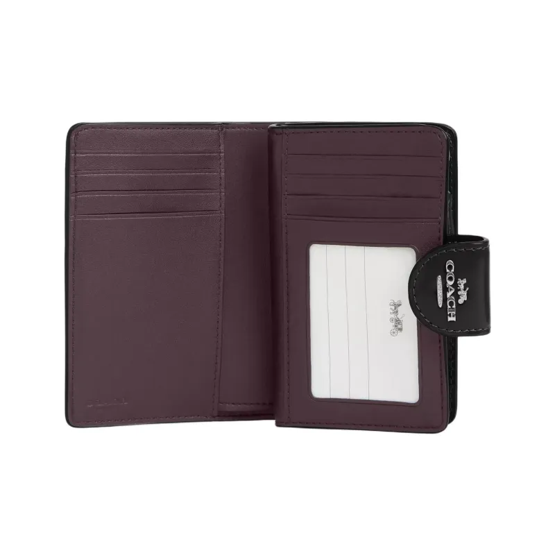 COACH Corner Zip Leather Wallet Mini Women's Black-1