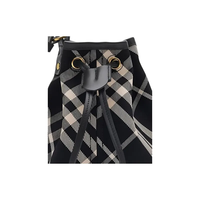 Burberry Cotton With Calfskin Trim Handbag Unisex Black-3