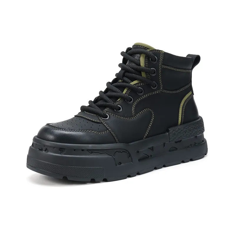 FAIRWHALE Skateboard Shoes Men High Top Black/Green-15