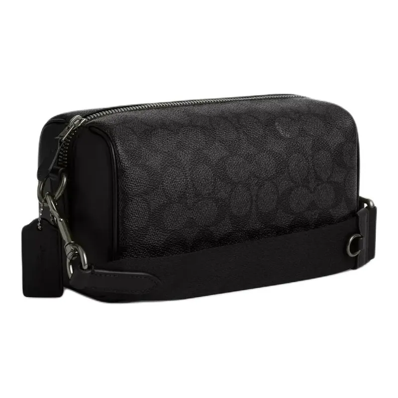 COACH Coated Canvas Shoulder Bag Crossbody Bag Small Size Men's Charcoal Black-1