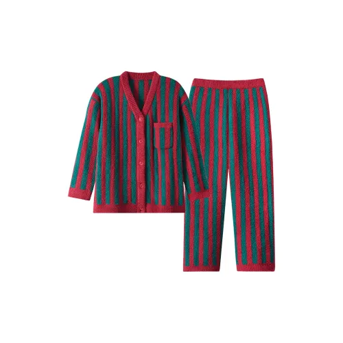 MIIOW Pajama Set Women's Red Green Stripes