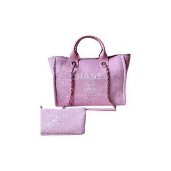 CHANEL Mixed Fiber Tote Bag, Shopping Bag, Shoulder Bag, Crossbody Bag, Handbag Trumpets Women's Pink