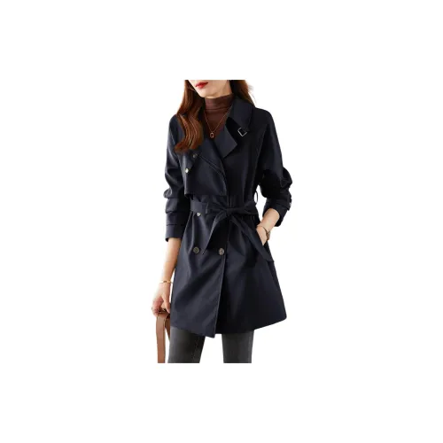 XWI Trench Coats Women's Navy Blue