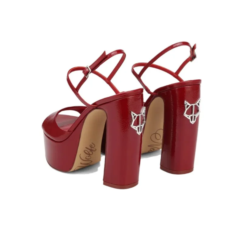Naked Wolfe Fire Strap Sandals 13cm Women's Red-3