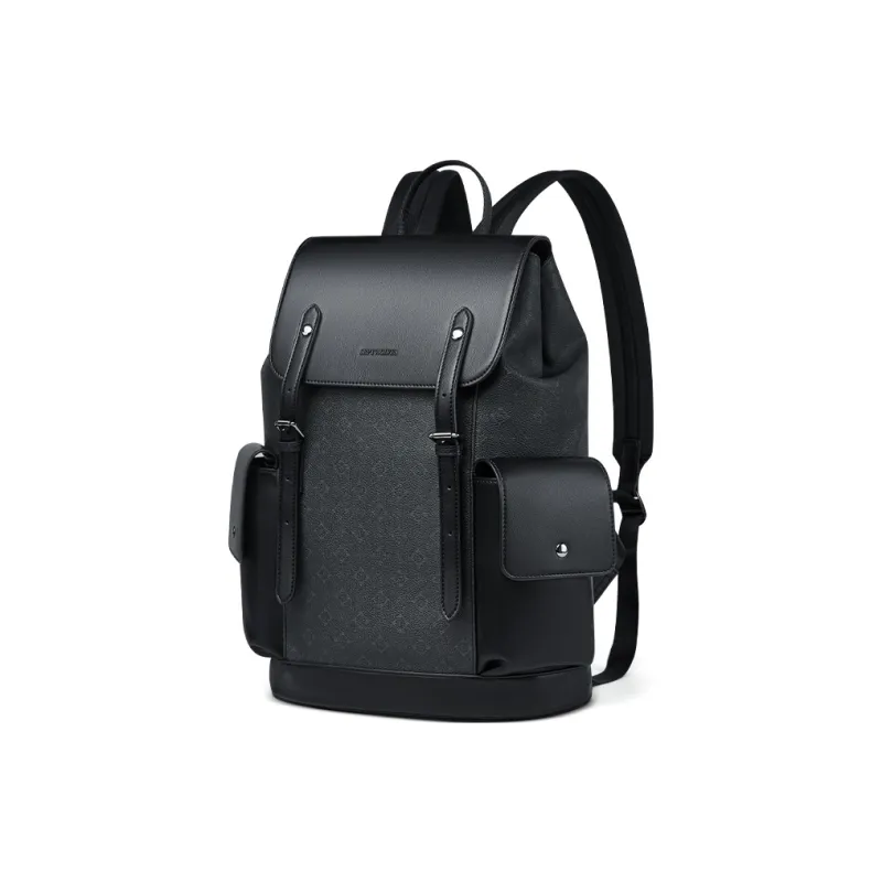 SEPTWOLVES Artificial Leather Casual Fashion Business Travel Backpack 15.6 Inches Laptop Bag Backpack QPL Unisex Black-0
