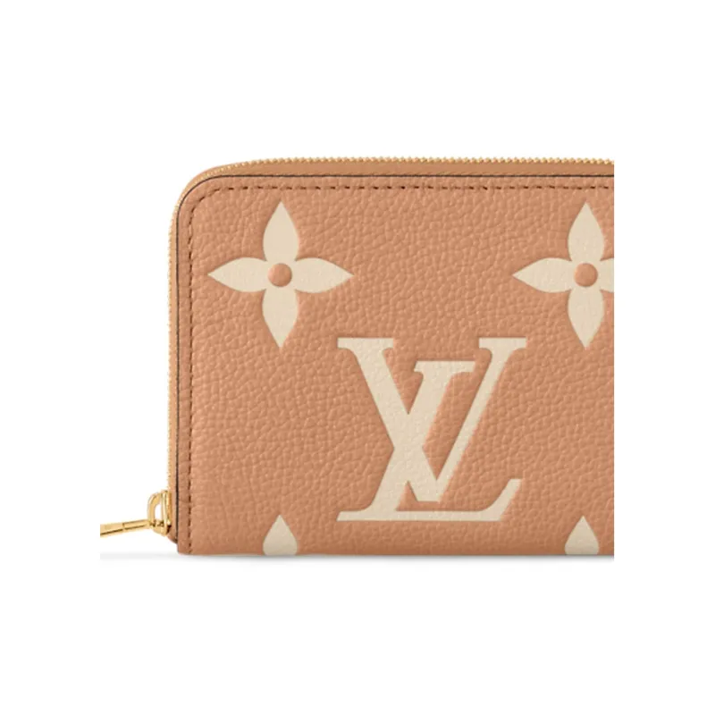 LOUIS VUITTON Zippy Grain Cow Leather Coin Purse Women's Cream-3