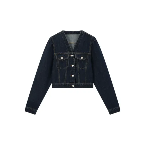 VIMLY Denim Jackets Women's Dark Denim Blue