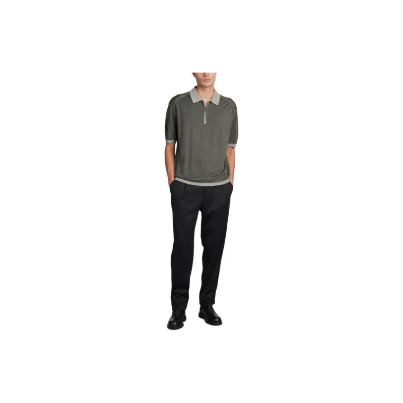EMPORIO ARMANI Logo Patch Half Zip Polo Shirt-3