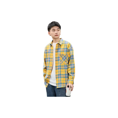 Tonlion Shirts Men Bright Yellow